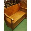 Image 1 : 20c oak settle on bobbin turned supports, 39" wide…
