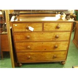 Early 19c mahogany chest of drawers, cock beaded and mahogany lined with original handles and tur…