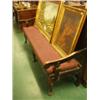 Image 1 : Georgian oak settle with fielded panels on cabriole legs…