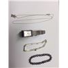 Image 1 : ONE STERLING SILVER BRACELET RV $220, ONE BLACK FRESH WATER CULTURED PEARL BRACELET, ONE LADIES
