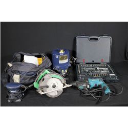 MAKITA HR2611F HAMMER DRILL, SURE TORQUE NEMA 4, CIRCULAR SAW, PALM SANDER, RATCHET SET (95%),