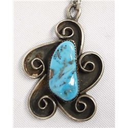 1950 Navajo Sterling Turquoise Pendant Necklace