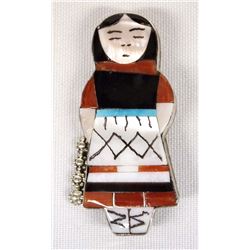 Zuni Sterling Silver Maiden Pin Pendant by Waseta