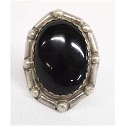 Navajo Sterling Silver Onyx Ring, Size 7.75