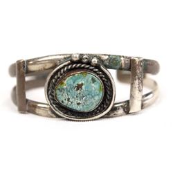 1950 Navajo Silver & Seafoam Turquoise Bracelet