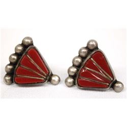 Vintage Mexican Sterling Coral Screwback Earrings