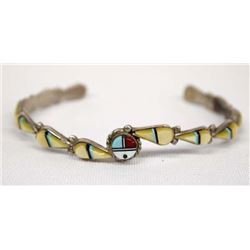 Zuni Sterling Inlay Sun God Bracelet by Dickson