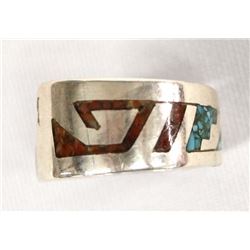 Native American Navajo Chip Inlay Ring, Size 10