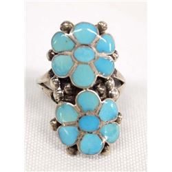 Old Pawn Zuni Silver & Turquoise Ring