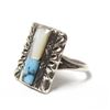 Image 3 : Navajo Sterling Turquoise Mother of Pearl Ring 6.5