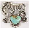 Image 1 : Native American Navajo Silver Turquoise Zebra Pin