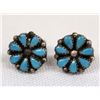 Image 1 : Native American Zuni Sterling Turquoise Earrings