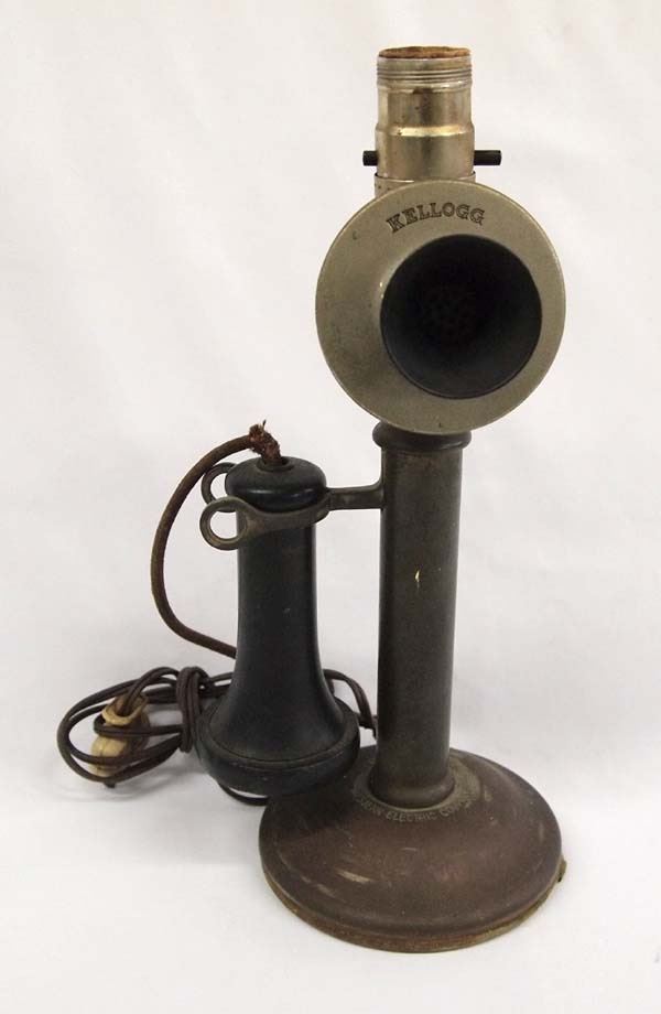 Antique Kellogg Candlestick Phone Lamp