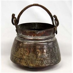 Antique Bedouin Etched Copper Pot