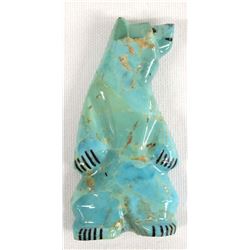 Zuni Hand Carved Turquoise Bear Fetish by C. Peina