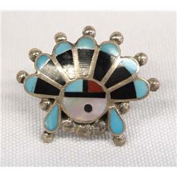 Zuni Sterling Silver Inlay Sun God Tie Tac