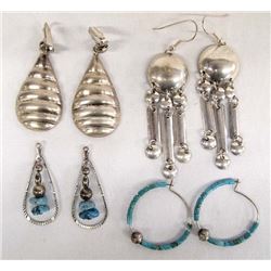 Collection of Southwestern Earrings, Some Sterling