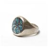 Image 1 : Navajo Sterling Chip Inlay Turquoise Ring, Size 10