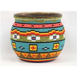 Hand Beaded Brass Bowl by Kathy Kills Thunder