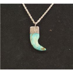 Navajo Sterling Silver Turquoise Claw Necklace