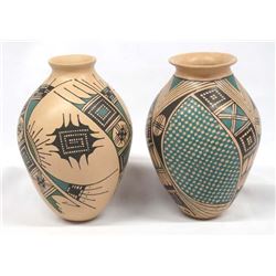 Pair of Mexican Mata Ortiz Polychrome Jars, Signed