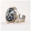 Image 1 : Mexican Silver & Snowflake Obsidian Ring, Size 8