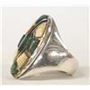 Image 2 : Zuni Silver Malachite Gold Lip Shell Ring, 10.5