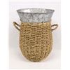 Image 1 : Pierced Tin Double Handled Wicker Basket