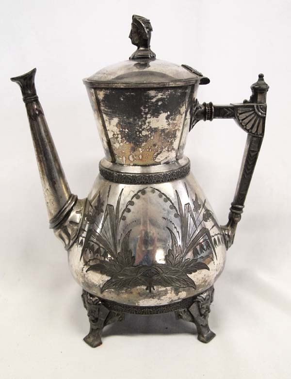 Antique Taunton Silverplate Egyptian Coffee Pot