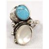Image 1 : Native American Navajo Silver Turquoise Ring, 9.5
