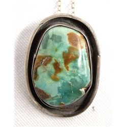 Antique Navajo Silver Turquoise Pendant Necklace