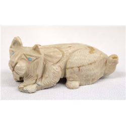 Zuni Hand Carved Serpentine Bobcat Fetish, Mahooty