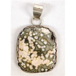 Native American Navajo Silver Ocean Jasper Pendant