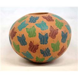 Mexican Mata Ortiz Polychrome Butterfly Jar, Ortiz