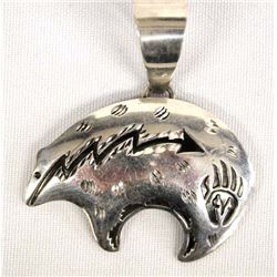 Native American Navajo Sterling Bear Pendant