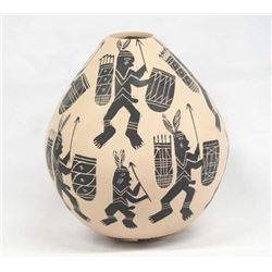 Mexican Mata Ortiz Warrior Jar by Jose Villa