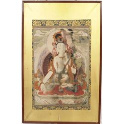 19th Century Thangka Depicting White Tara Tibet