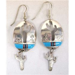 Native American Navajo Sterling Turquoise Earrings