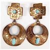 Image 1 : Native American Navajo Copper Turquoise Earrings