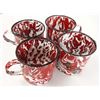 Image 2 : Set of Red and White Splatterware Tea Pot & 4 Cups
