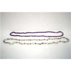 Fluorite Chip Necklace & Strand of Amethyst Beads