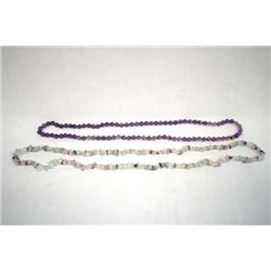 Fluorite Chip Necklace & Strand of Amethyst Beads