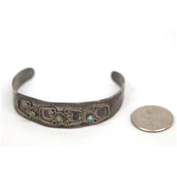 Mexican Sterling Silver Turquoise Childs Bracelet