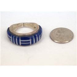 Native American Zuni Silver Lapis Ring, Size 8