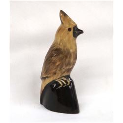 Taiwanese Carved Water Buffalo Horn Cardinal Bird