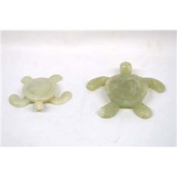 2 Carved Jade Sea Turtles