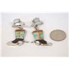 Image 1 : Zuni Silver Inlay Cowboy Boot Earrings