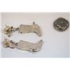 Image 3 : Zuni Silver Inlay Cowboy Boot Earrings