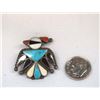 Image 1 : Zuni Sterling Silver Inlay Thunderbird Pin Pendant