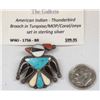 Image 2 : Zuni Sterling Silver Inlay Thunderbird Pin Pendant